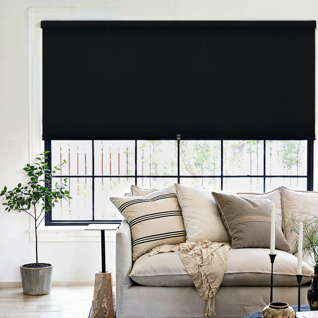 Extra Wide Beige Roller Shades 100% Blackout Blinds for Large Window Bedroom Living Room Dining Free-Stop Cordless Thermal Insulated Black Out Shades with Valance, Room Darkening Blinds Oatmeal,72x72