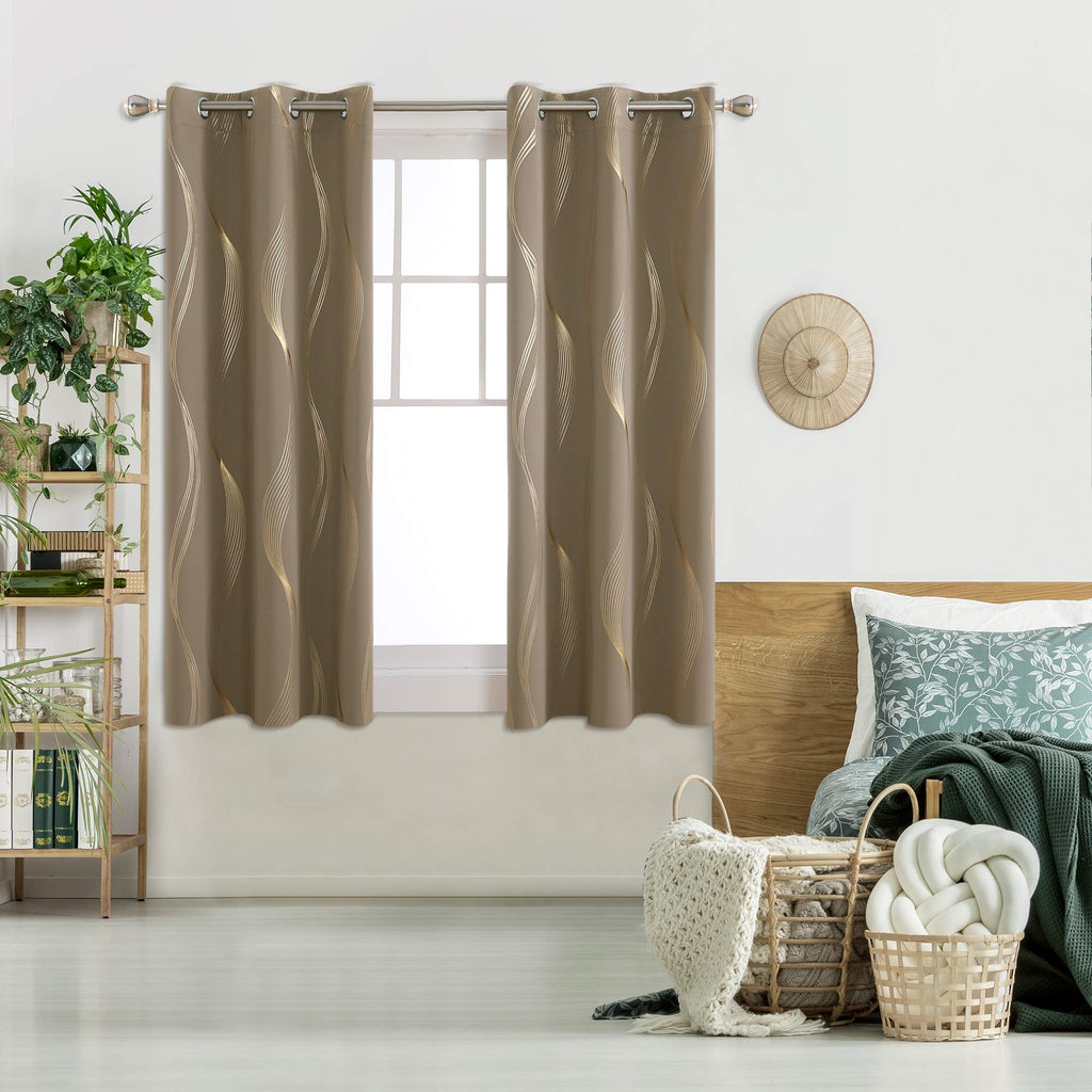 Deconovo Curtains for Living Room, Pattern Blackout Curtains 84 Inches Long