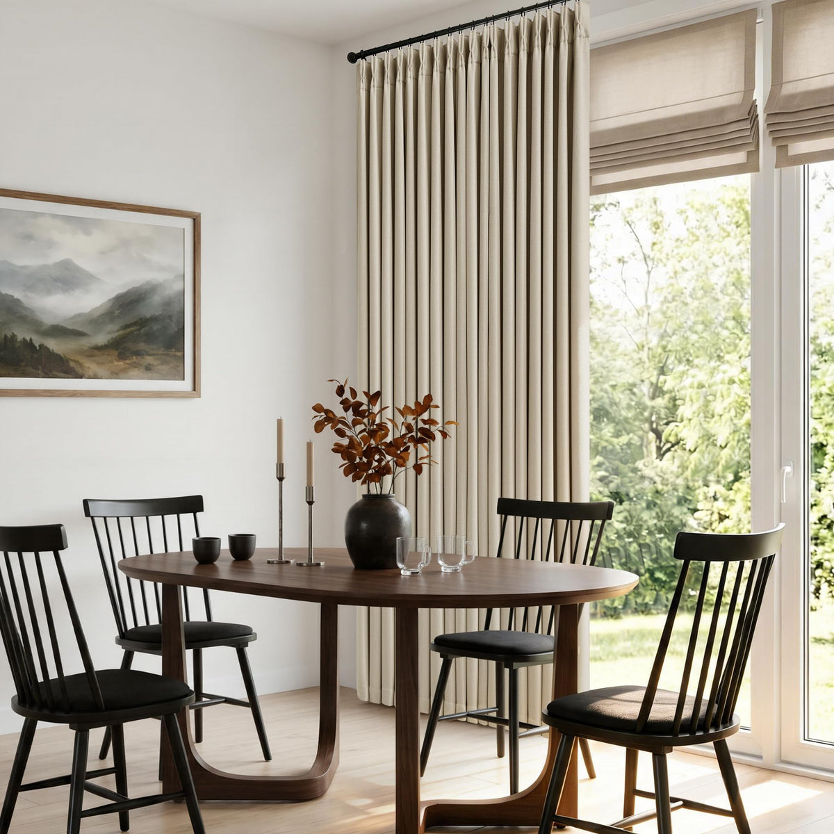 102 Inch Pinch Pleated Blackout Curtains for Bedroom 2 Panels Natural