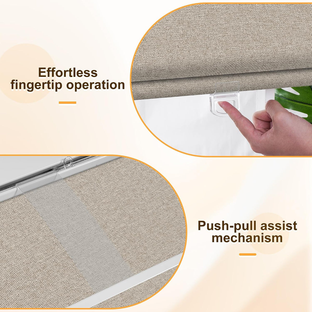 BERISSA Blackout Roman Shades for Indoor Windows Cordless,Pull Down Linen Fabric Roman Blinds,Privacy Window Shades for Door Windows,Bedroom,Office,Easy to Install,Light Brown,46" W x 48" H