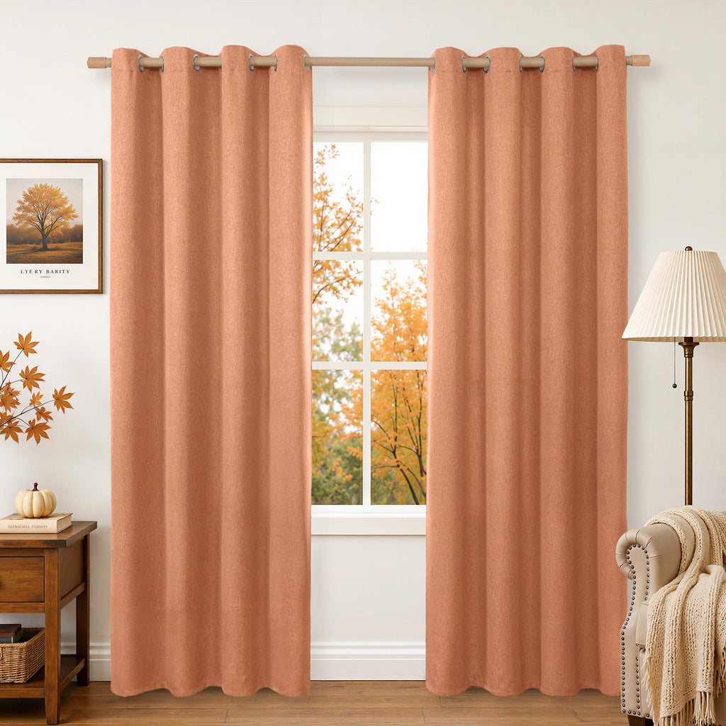 BGment Oatmeal Linen Curtains 84 Inch Length 2 Panels Set for Living Room