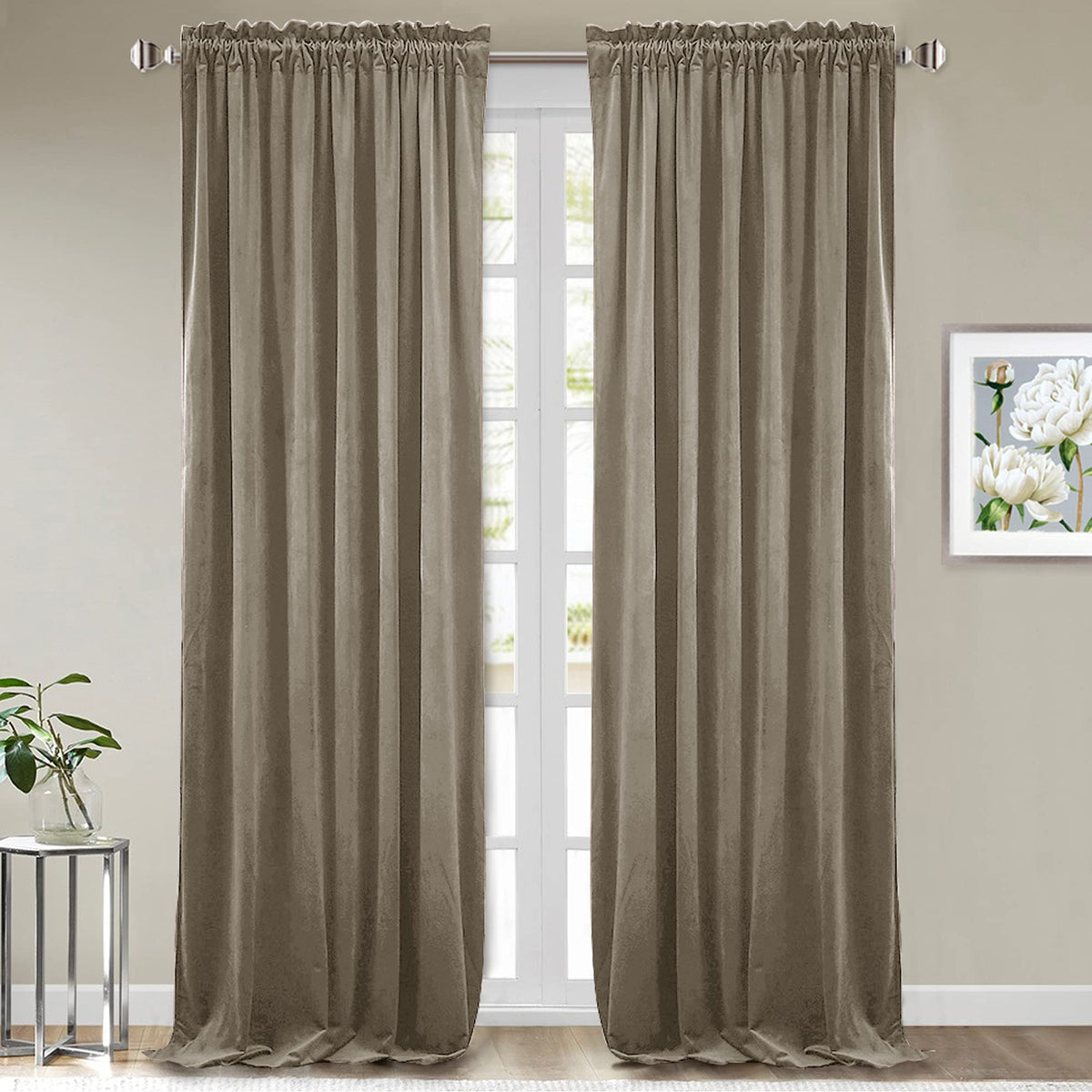 StangH Theater Red Velvet Curtains for Living Room Christmas Decor 2 Panels