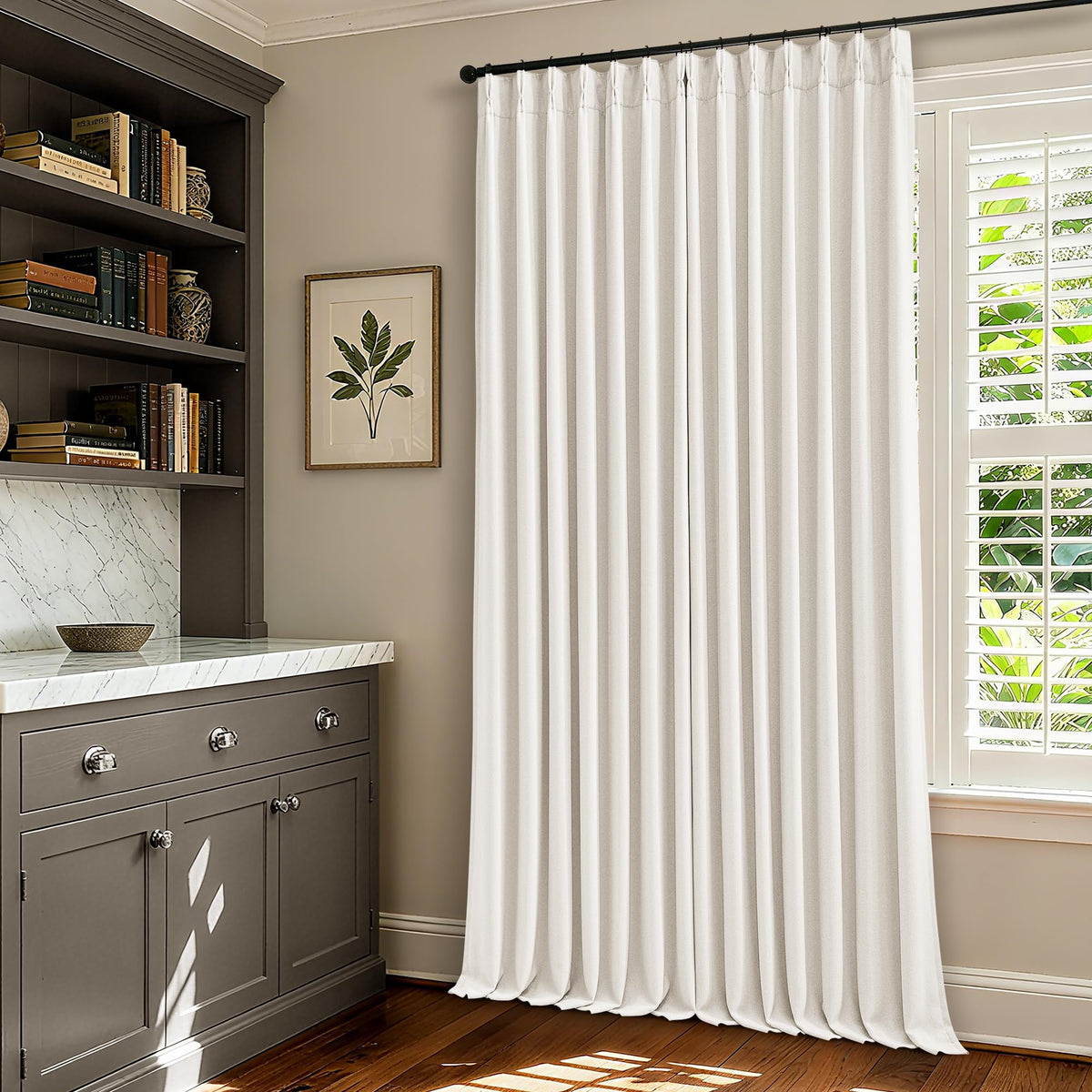 102 Inch Pinch Pleated Blackout Curtains for Bedroom 2 Panels Natural