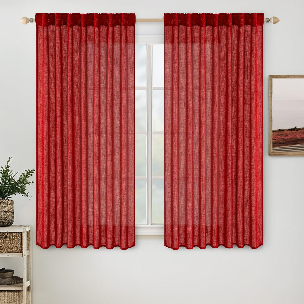 MIULEE Natural White Linen Curtains 52x96 Inch Long 2 Panels for Bedroom