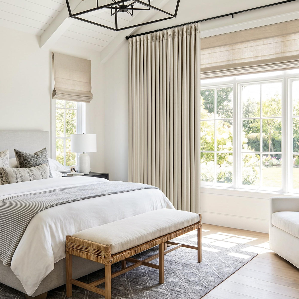 102 Inch Pinch Pleated Blackout Curtains for Bedroom 2 Panels Natural