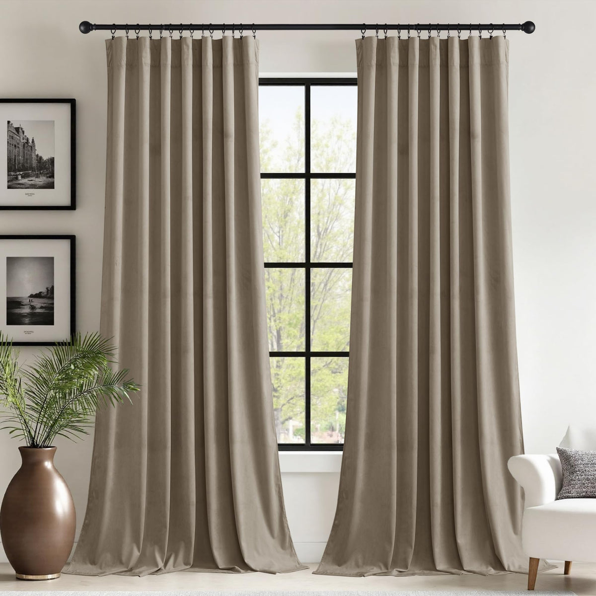 StangH Theater Red Velvet Curtains for Living Room Christmas Decor 2 Panels