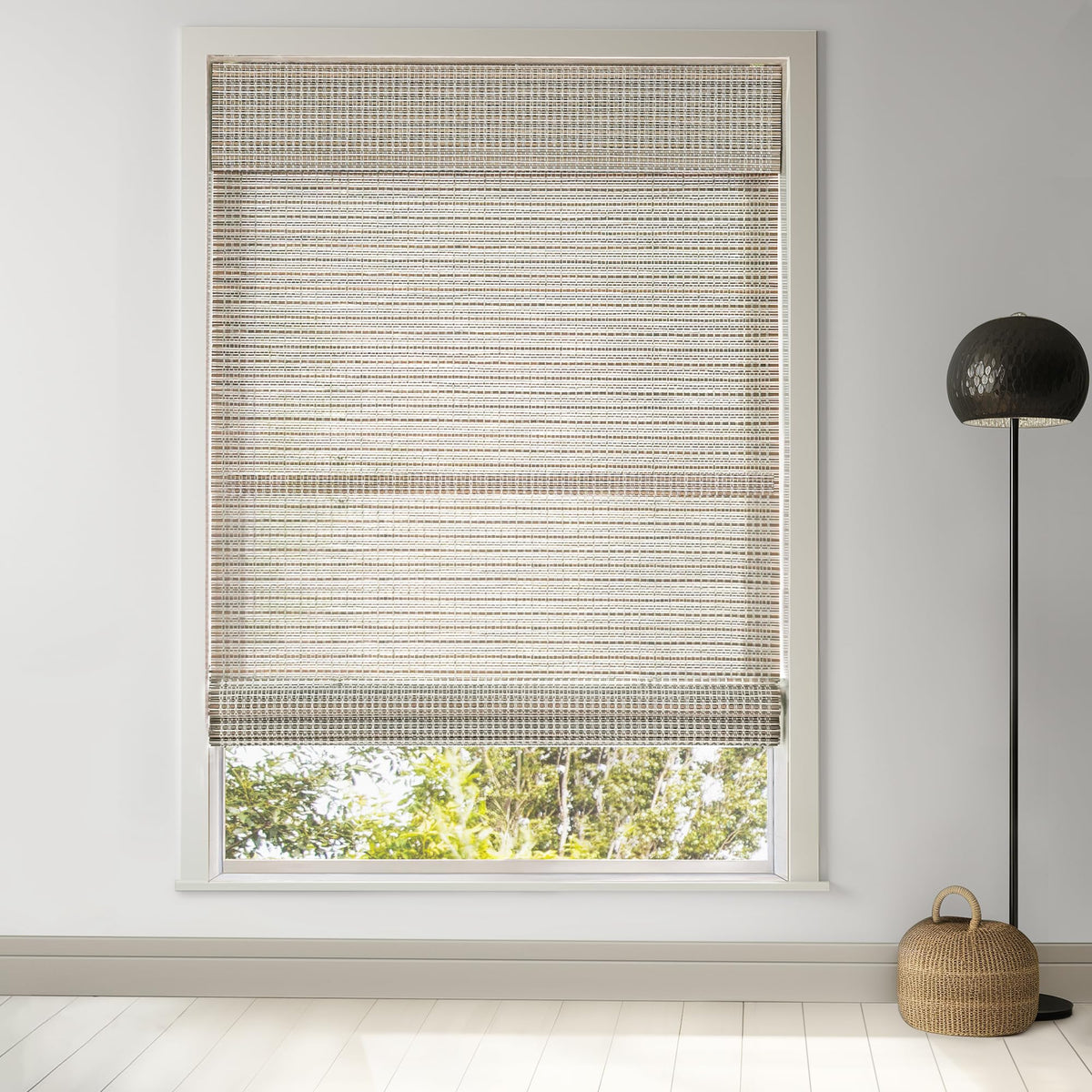 LazBlinds Cordless Bamboo Roman Shades, 34x64, Highfield Teak