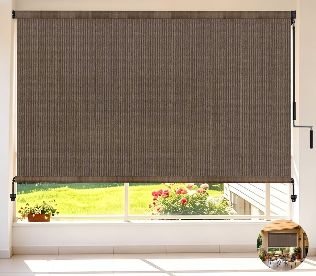 Outdoor Roller Shades,Exterior Cordless Patio Shade Roll Up Blind for Porch
