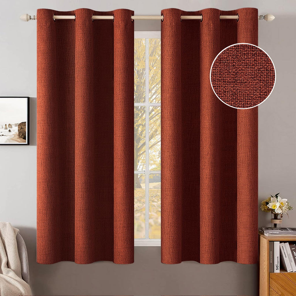 MIULEE 100% Blackout Linen Curtains for Bedroom 52x84 Inches Dusty Blue