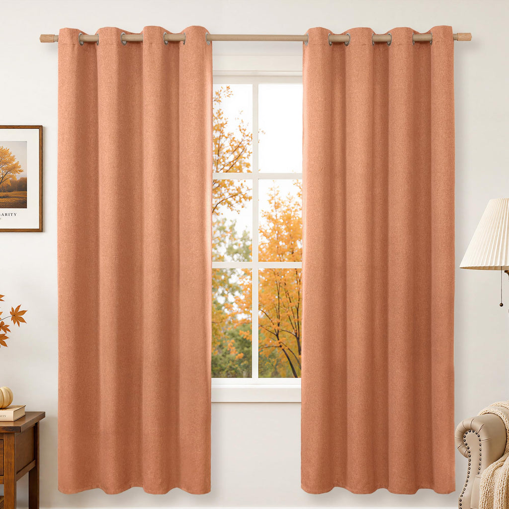 BGment Oatmeal Linen Curtains 84 Inch Length 2 Panels Set for Living Room