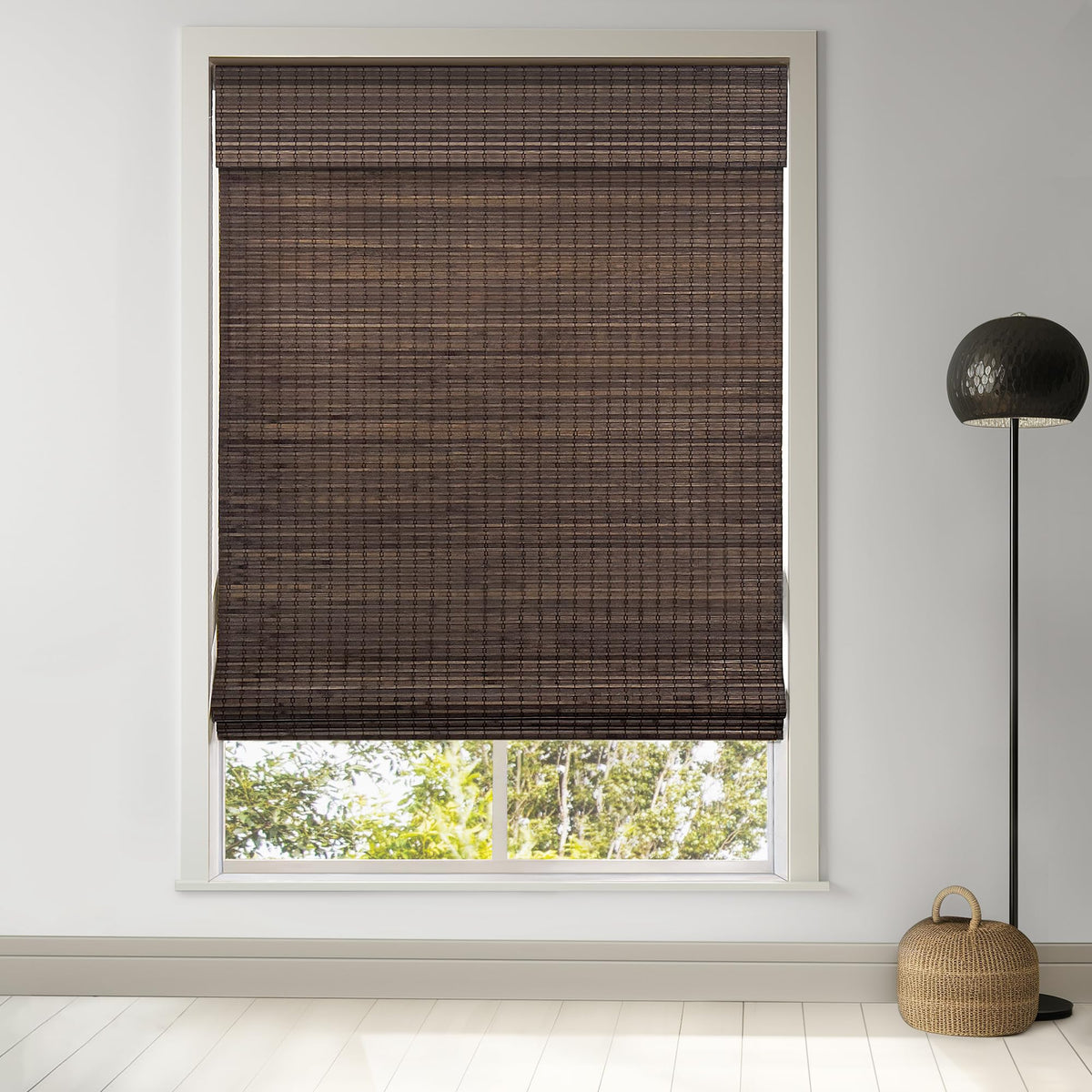 LazBlinds Cordless Bamboo Roman Shades, 34x64, Highfield Teak