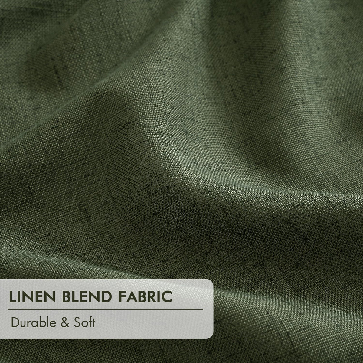 MIULEE Olive Green Pinch Pleated 100% Blackout Linen Curtains 40x108 Inches