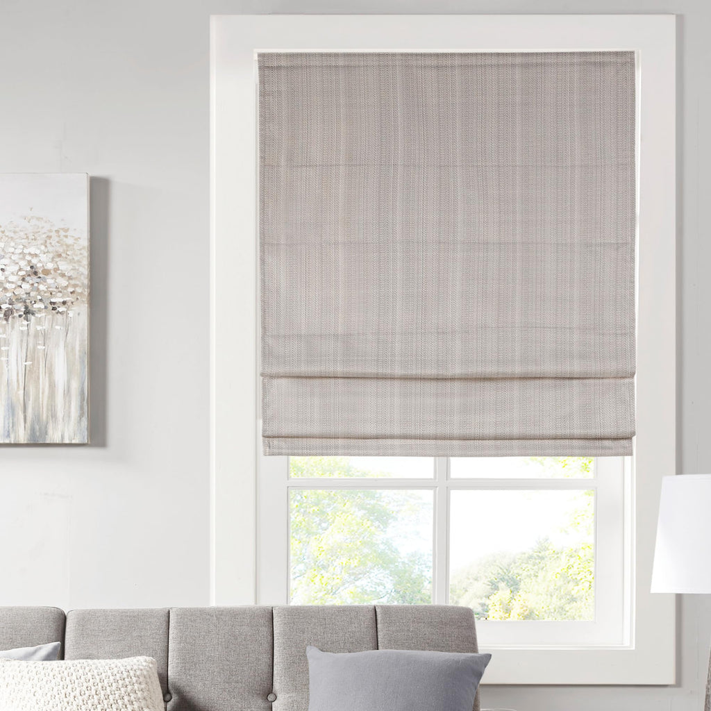 Madison Park Roman Shade, Room Darkening Blind Cordless, 33x64 Sheen Ivory