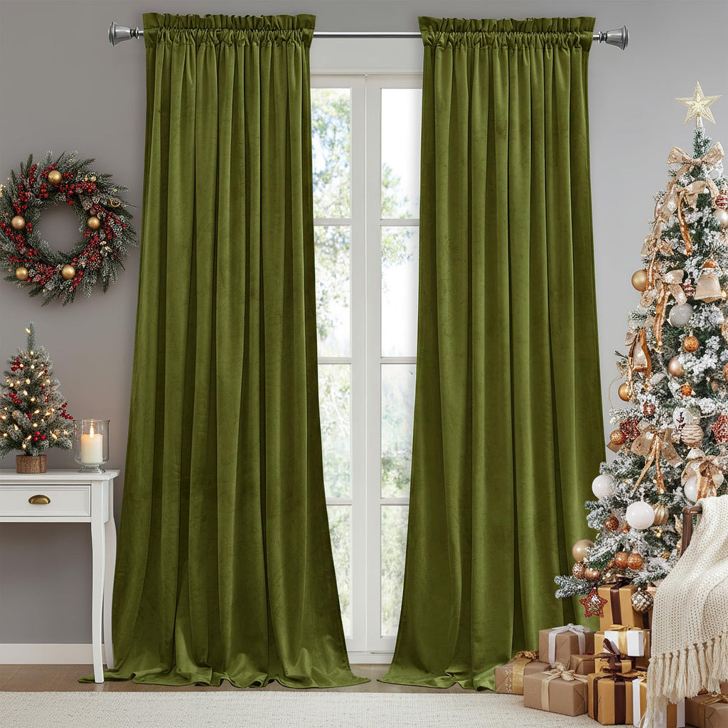 StangH Theater Red Velvet Curtains for Living Room Christmas Decor 2 Panels