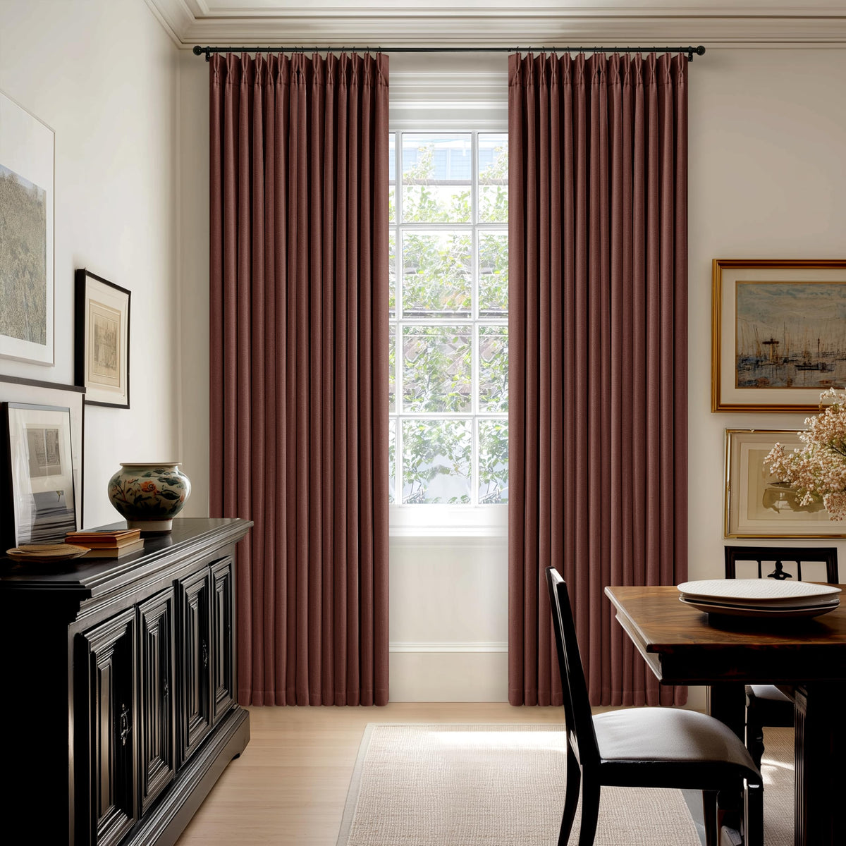 102 Inch Pinch Pleated Blackout Curtains for Bedroom 2 Panels Natural
