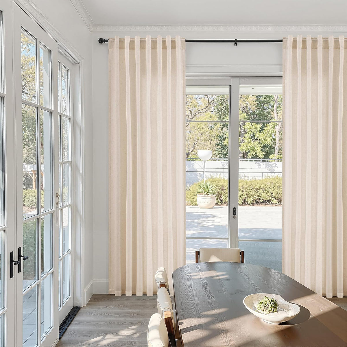 Naturoom Extra Long Linen Curtains 108 Inch 9ft for Living Room Cream Beige