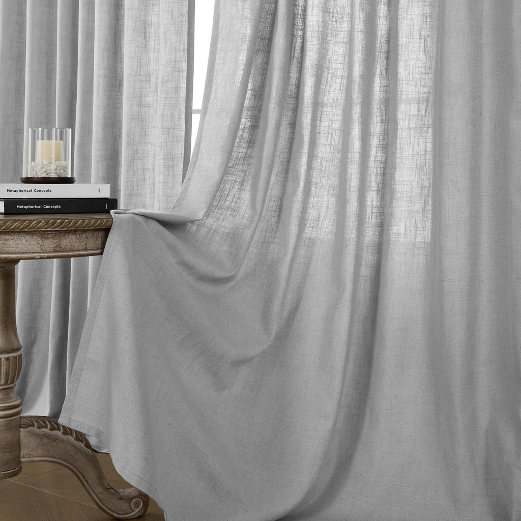 Joydeco Linen Curtains 84 Inch Length 2 Panels,Light Filtering Drapes 52 Inches Wide with Back Tab Rod Pockets (84" L x 52" W, Ivory on Linen)