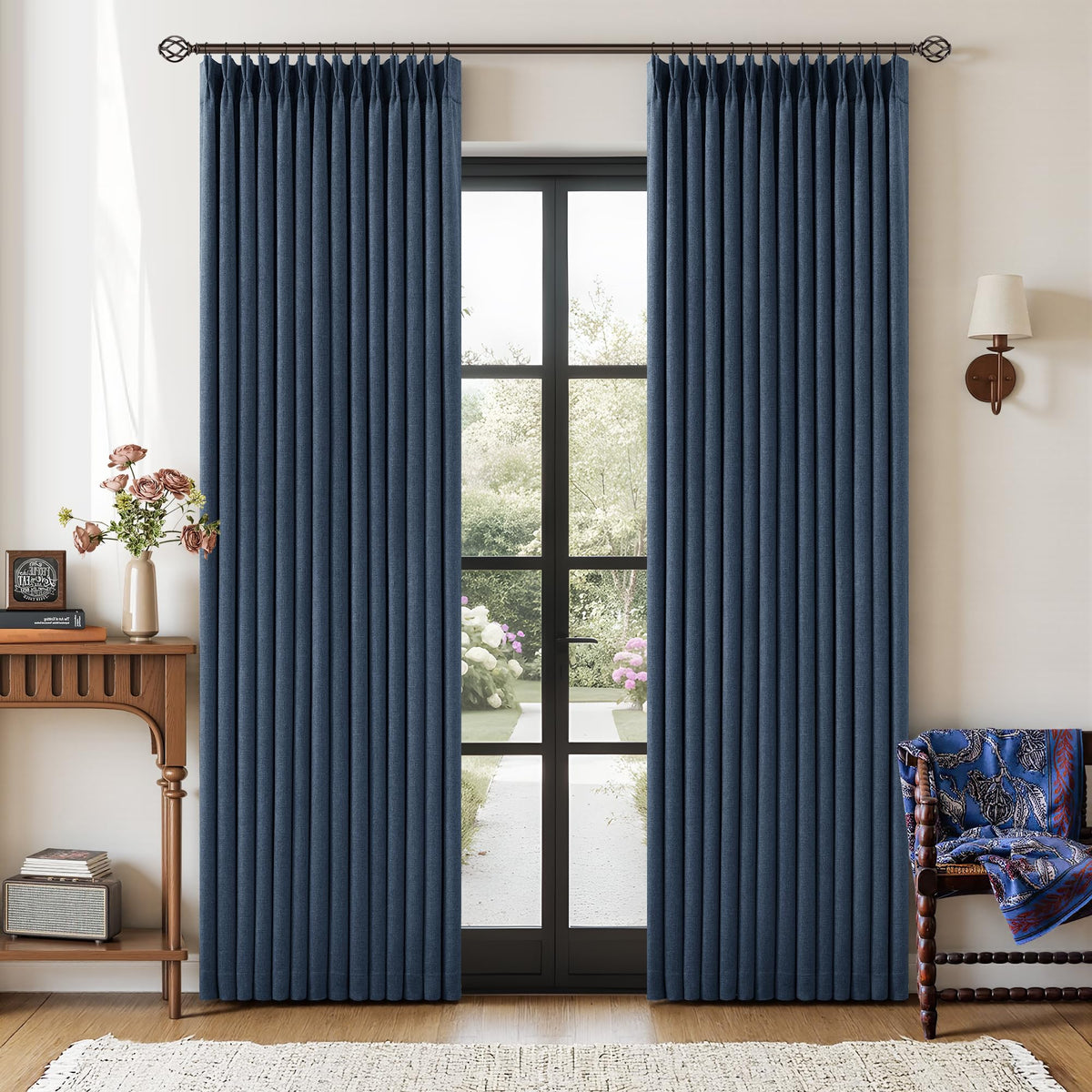102 Inch Pinch Pleated Blackout Curtains for Bedroom 2 Panels Natural