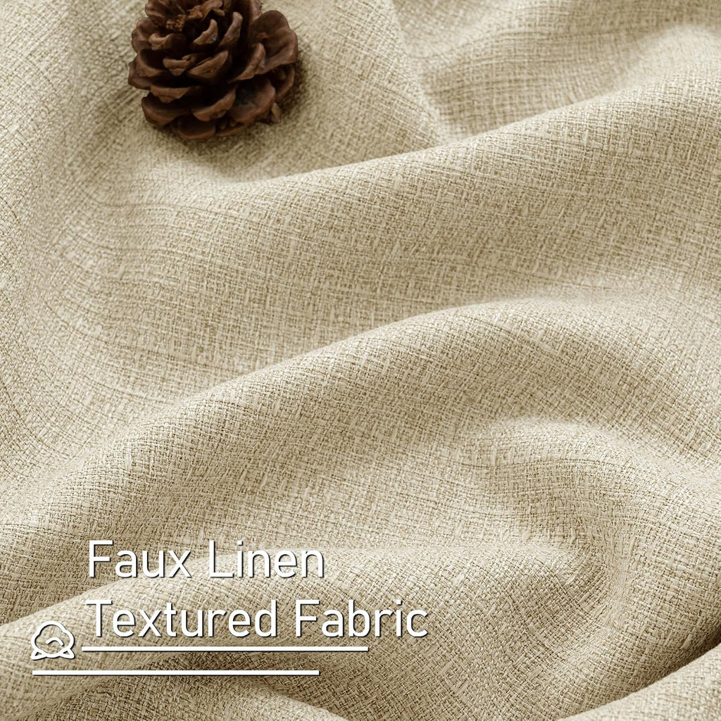 LAMIT 90 Inch Long Oatmeal Linen Curtains for Living Room 2 Panels