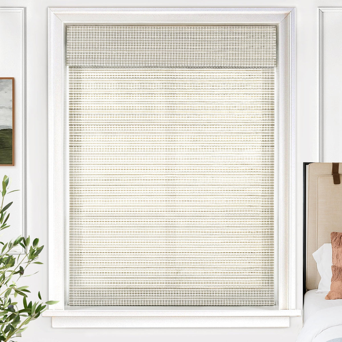 UNISHADES Bamboo Roman Shades w/Valance, 36" W × 64" H, Highfield Teak