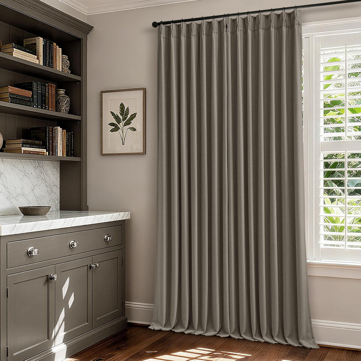 102 Inch Pinch Pleated Blackout Curtains for Bedroom 2 Panels Natural