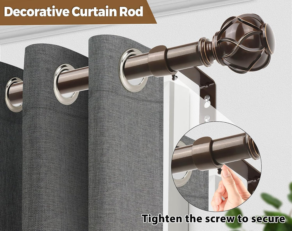 KAMANINA Curtain Rods for Windows 72 to 144 Inch, Long Heavy Duty, Bronze