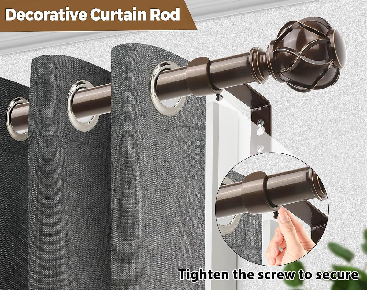 KAMANINA Curtain Rods for Windows 72 to 144 Inch, Long Heavy Duty, Bronze