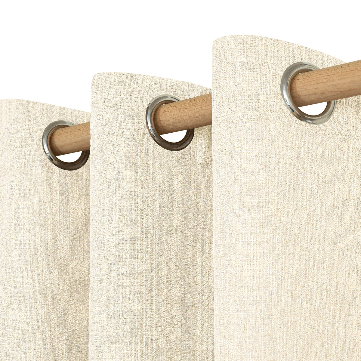 LAMIT 90 Inch Long Oatmeal Linen Curtains for Living Room 2 Panels