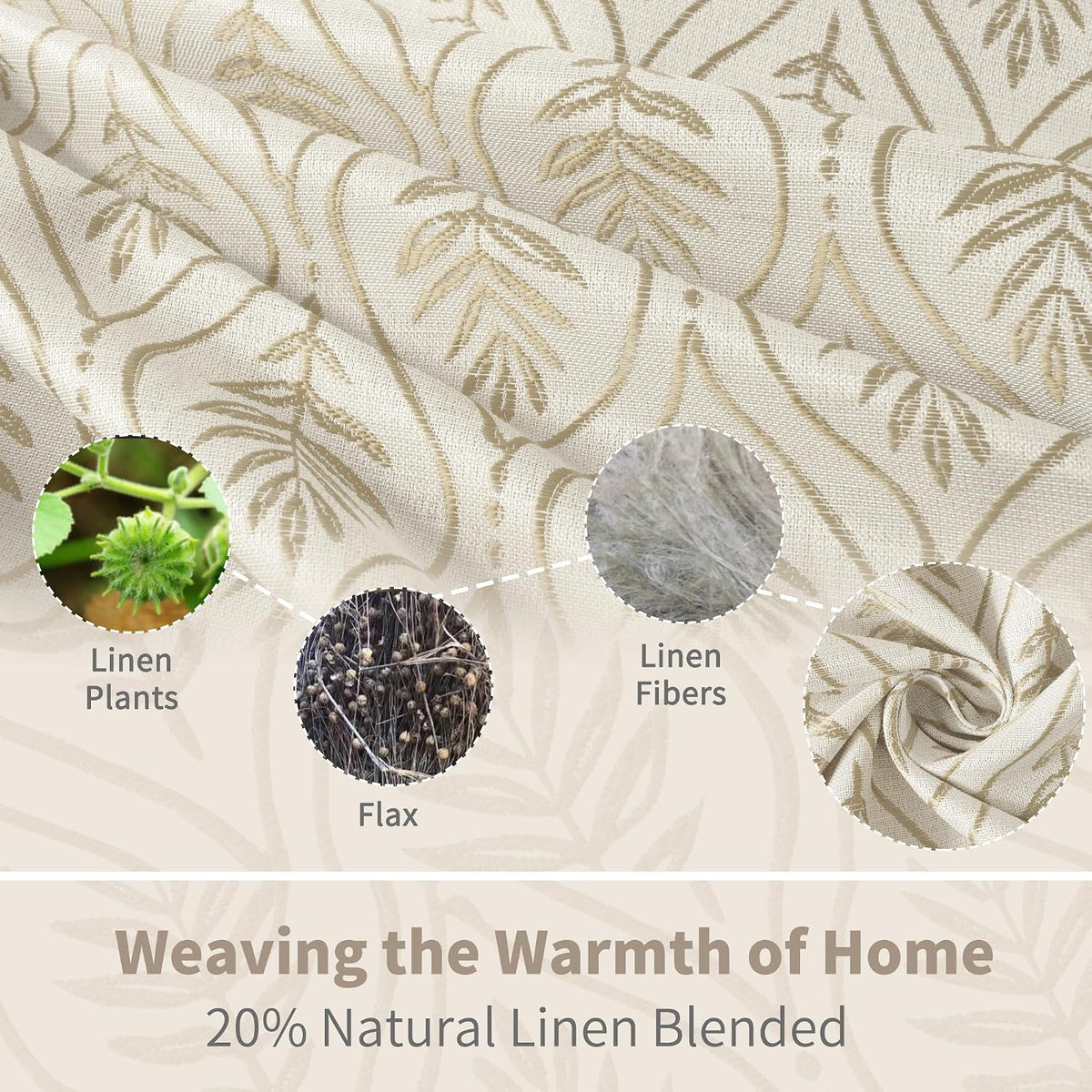 BGment Floral Leaf Curtains for Living Room 84 inch Curtains 2 Panel Set