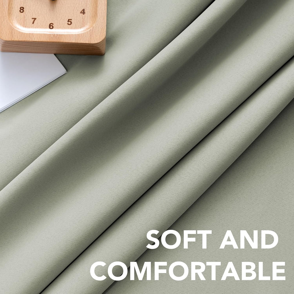 H.VERSAILTEX Blackout Curtains Thermal Insulated Window Treatment Panels Room Darkening Blackout Drapes for Living Room Back Tab/Rod Pocket Bedroom Draperies, 52 x 84 Inch, Light Sage, 2 Panels
