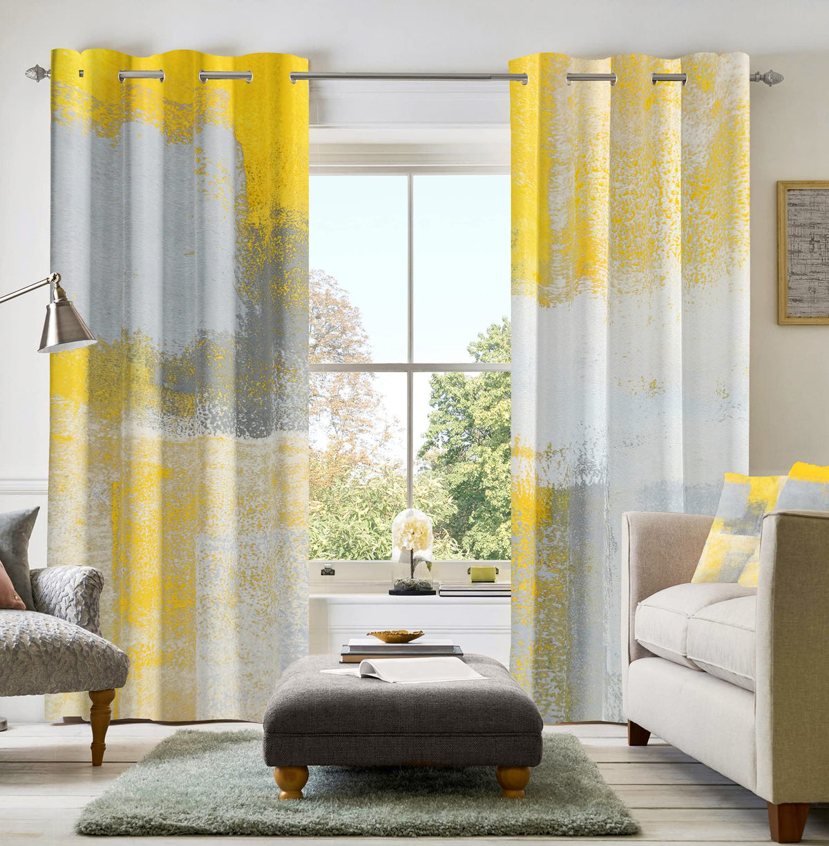 Burnt Orange Abstract Curtains for Living Room Bedroom, 52W x 84L, 2 Panels
