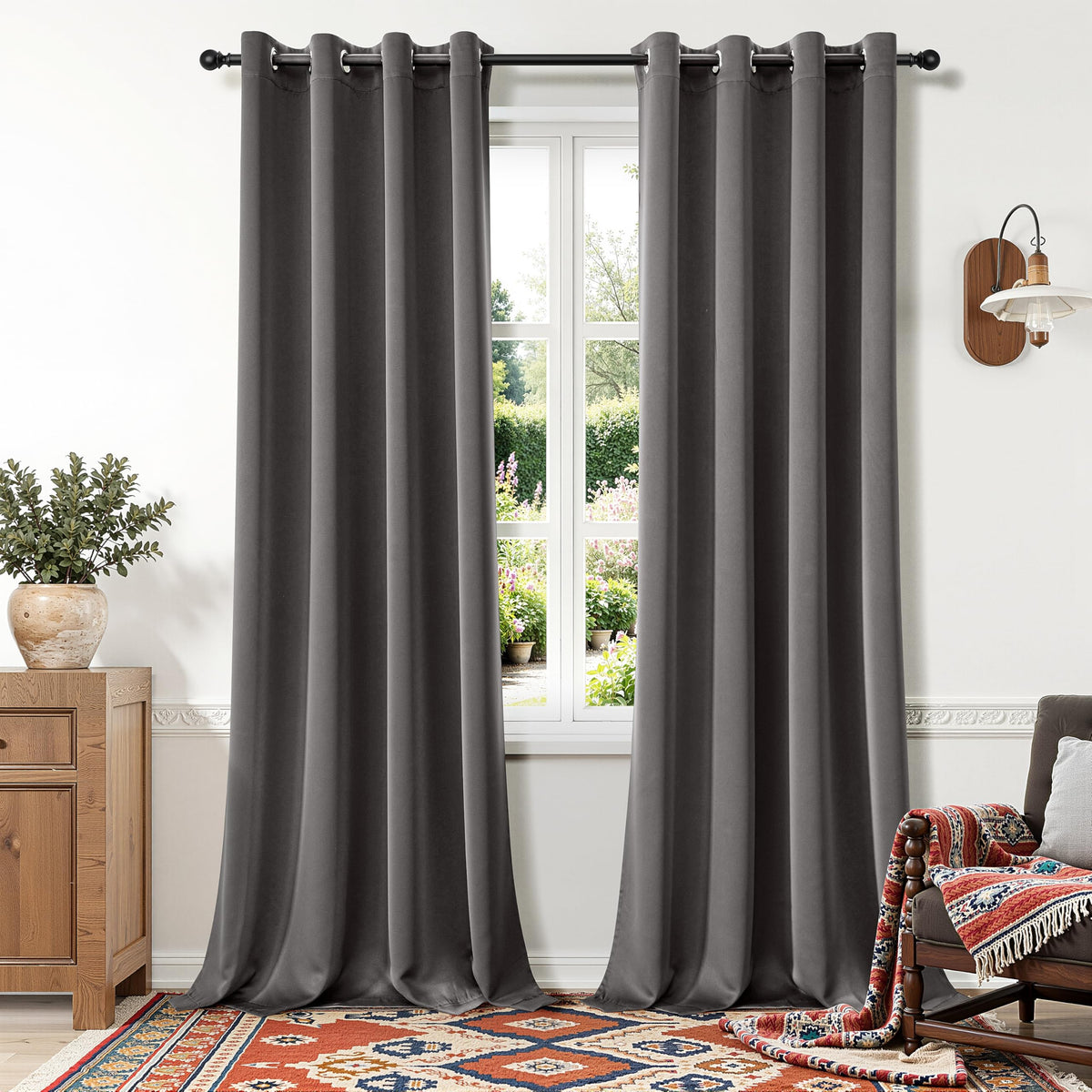 MIULEE Olive Blackout Bedroom Curtains Drapes 84 Inch Long 52"x84"