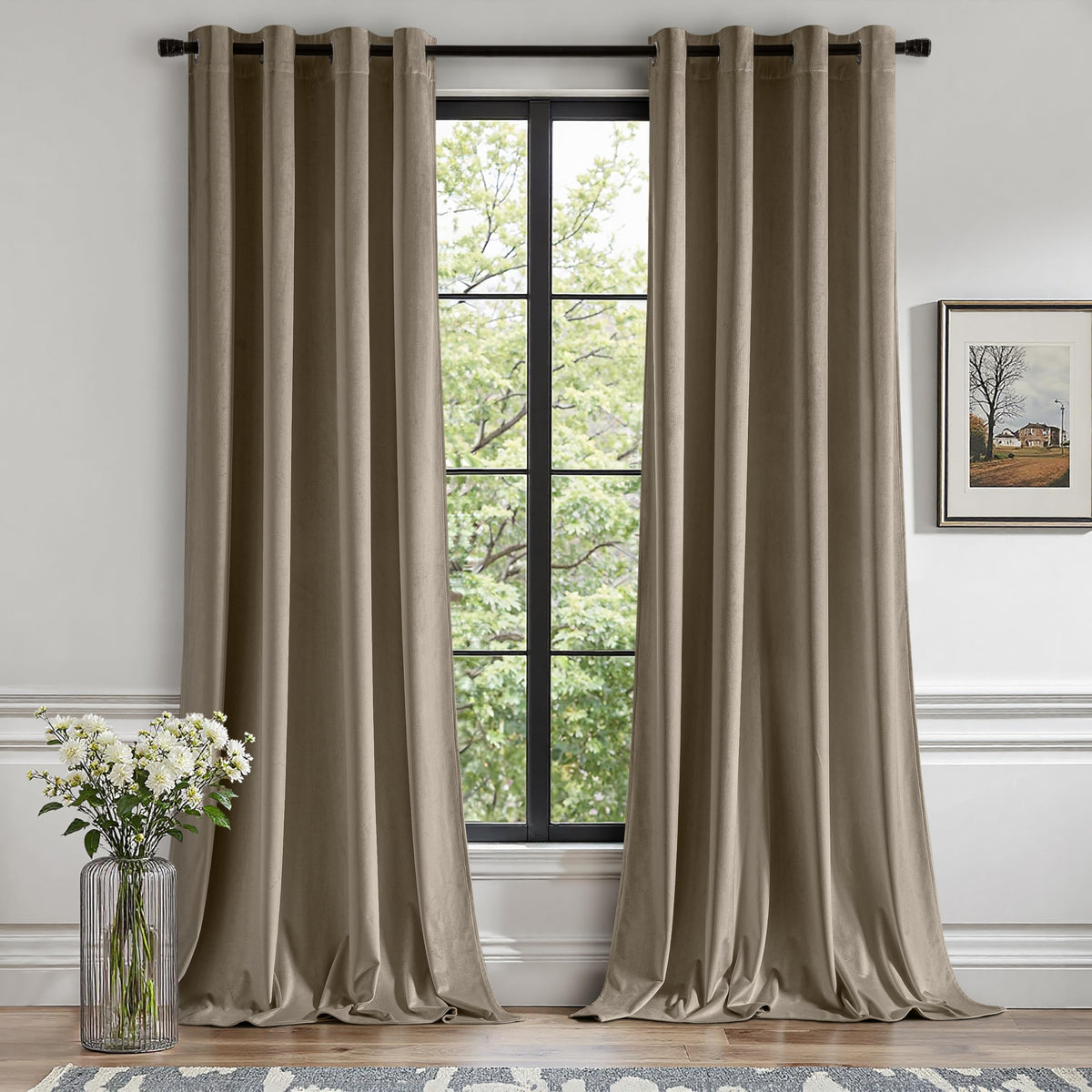 MIULEE Velvet Blackout Curtains Olive Green 52 x 96 Inch Length 2 Panels