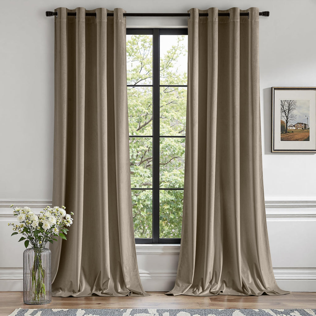 MIULEE Velvet Blackout Curtains Olive Green 52 x 96 Inch Length 2 Panels