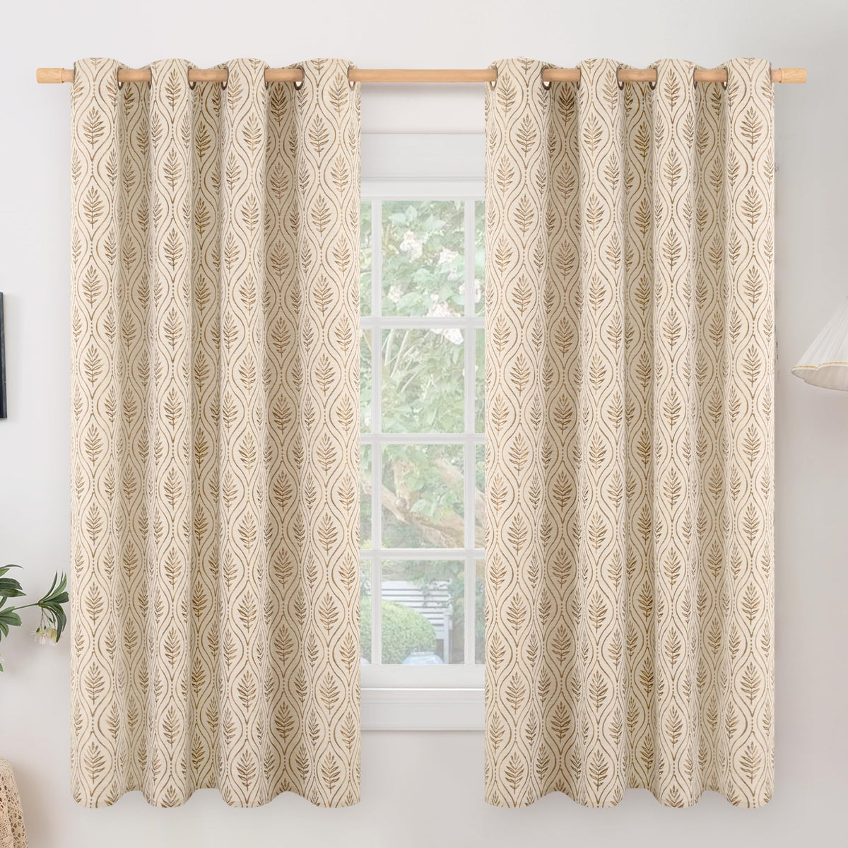 BGment Floral Leaf Curtains for Living Room 84 inch Curtains 2 Panel Set