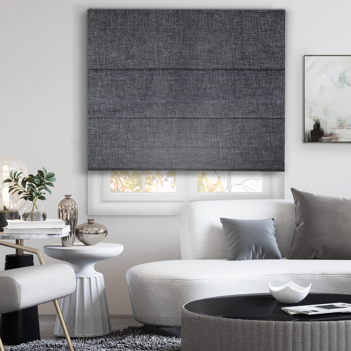 Chicology Cordless Roman Window Shade, Belgian Flax, 29"W x 64"H