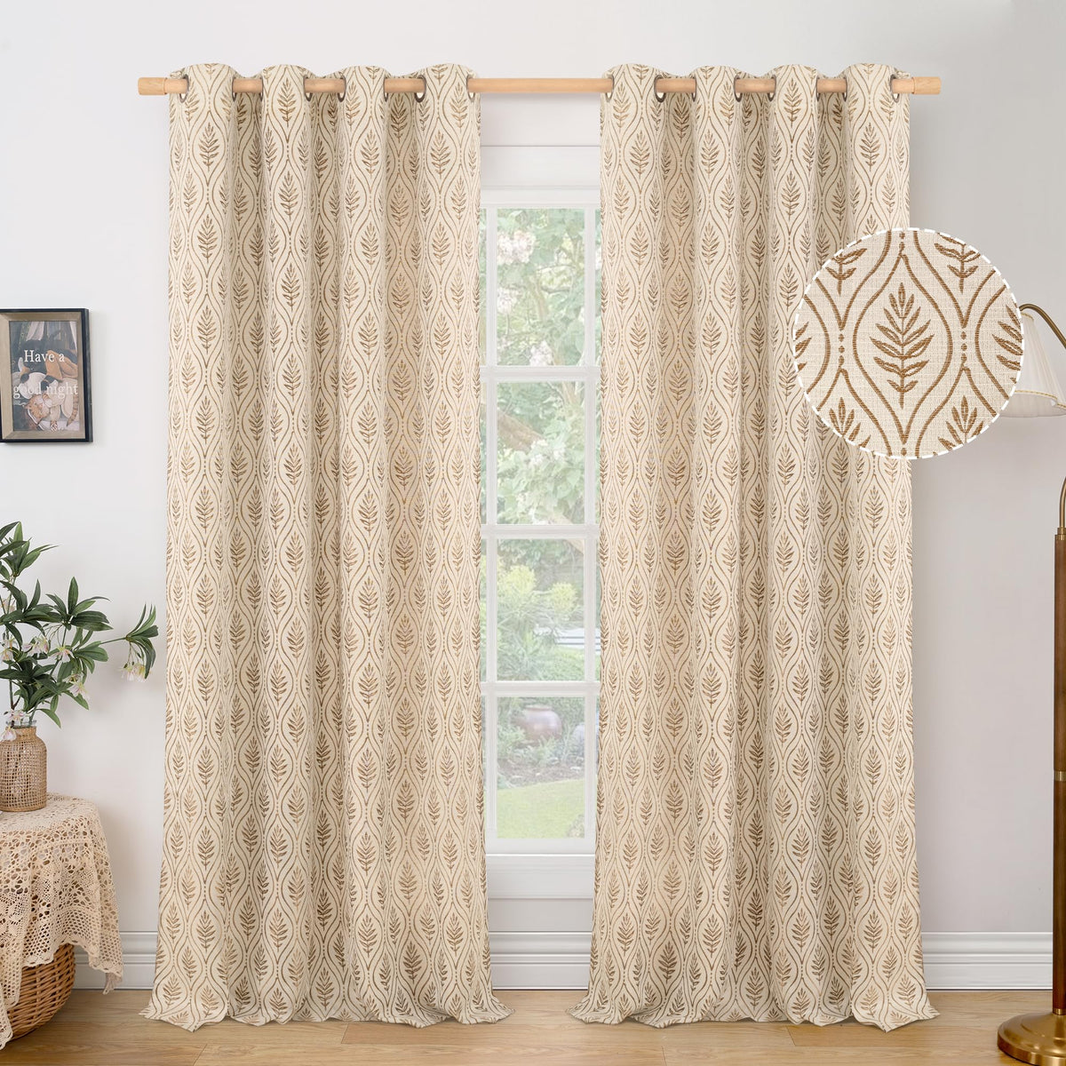 BGment Floral Leaf Curtains for Living Room 84 inch Curtains 2 Panel Set