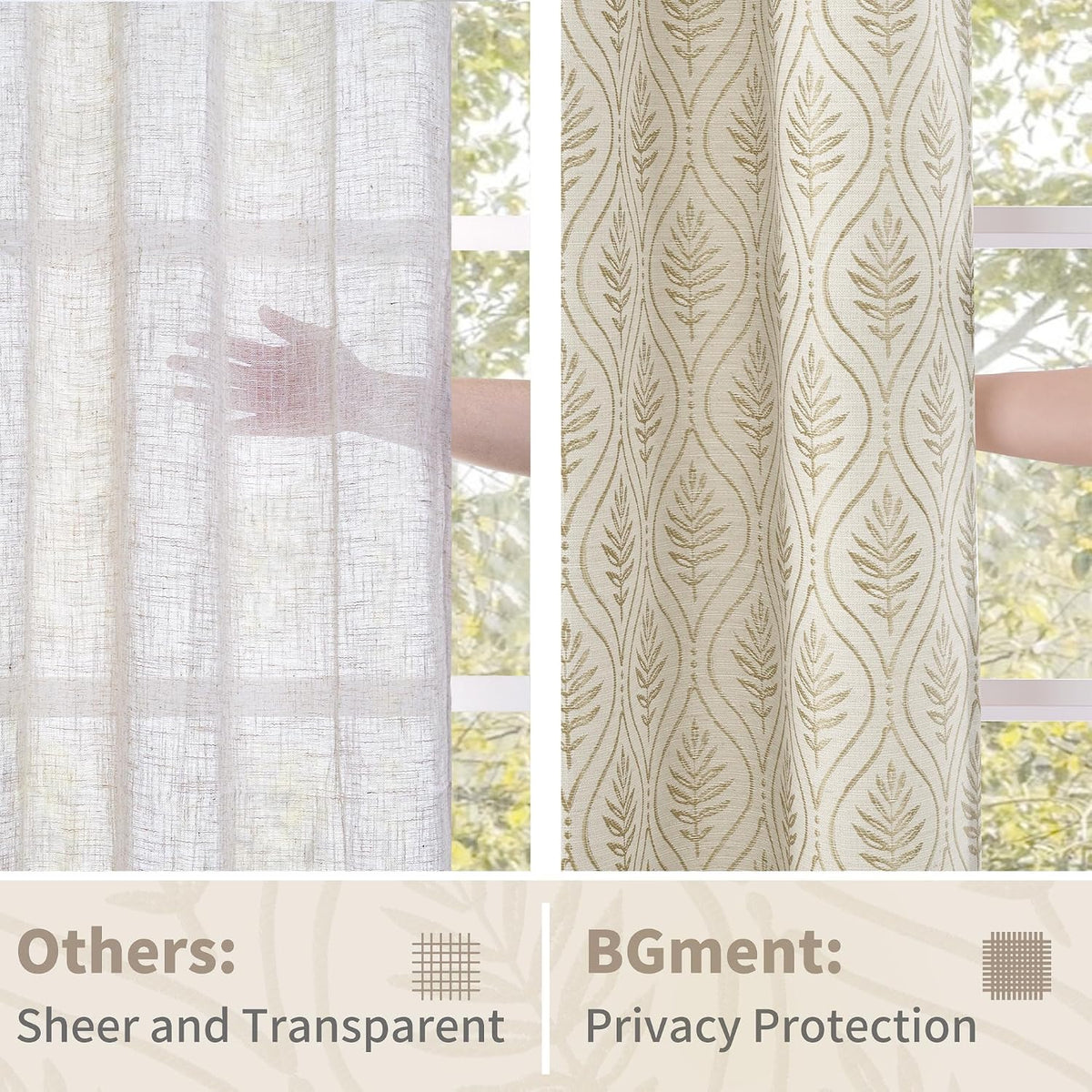 BGment Floral Leaf Curtains for Living Room 84 inch Curtains 2 Panel Set