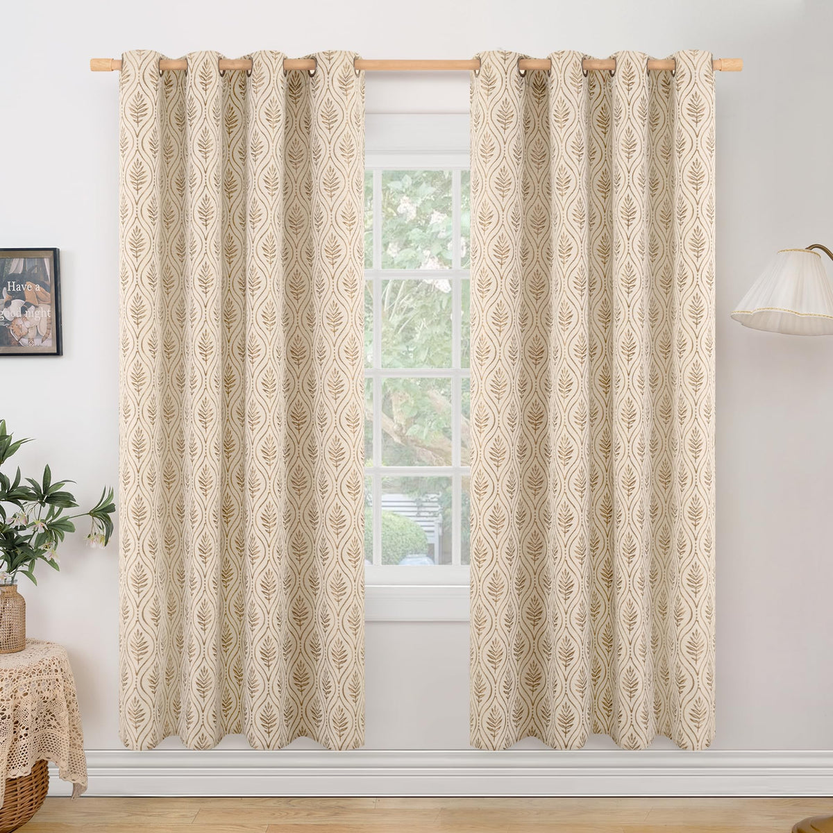 BGment Floral Leaf Curtains for Living Room 84 inch Curtains 2 Panel Set