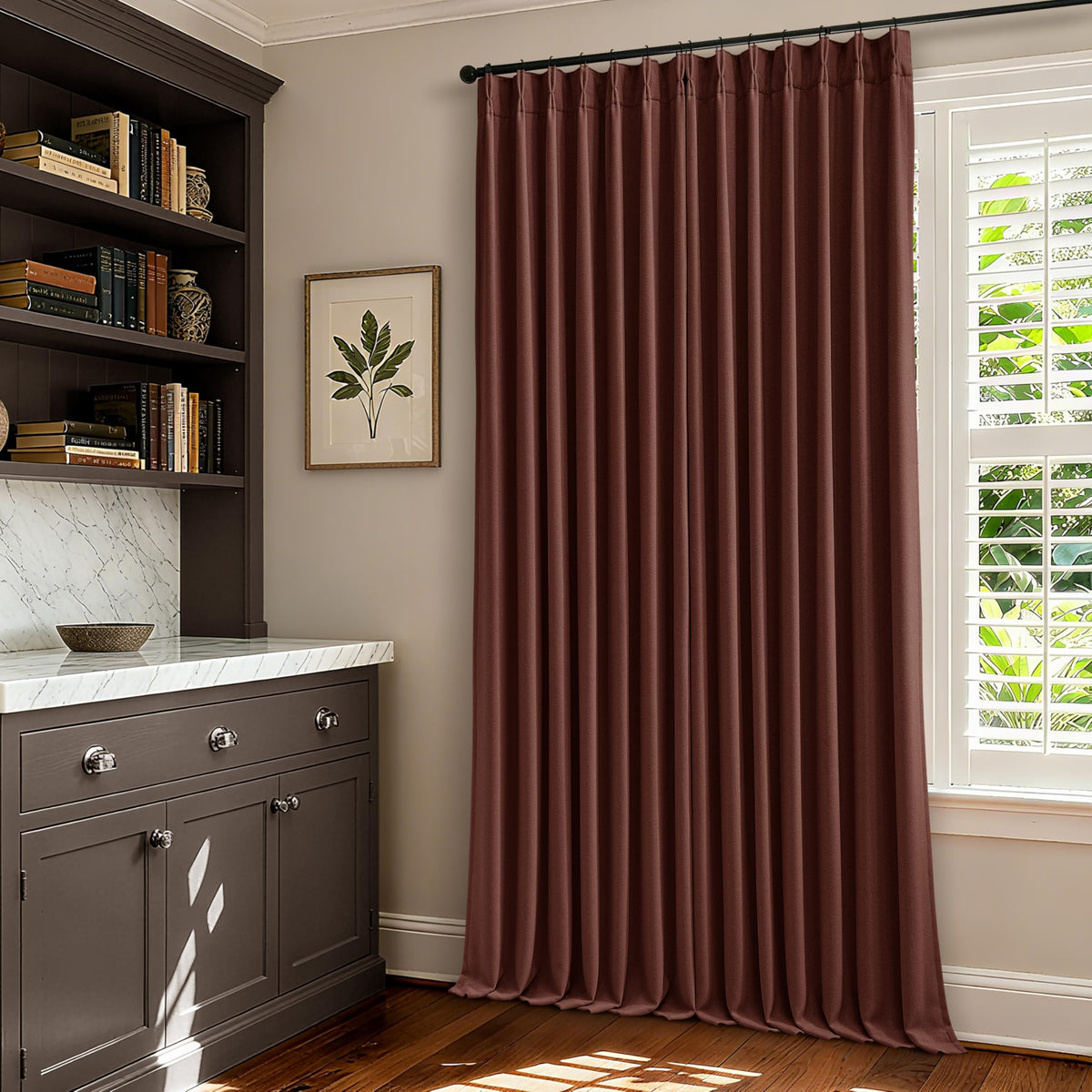 102 Inch Pinch Pleated Blackout Curtains for Bedroom 2 Panels Natural
