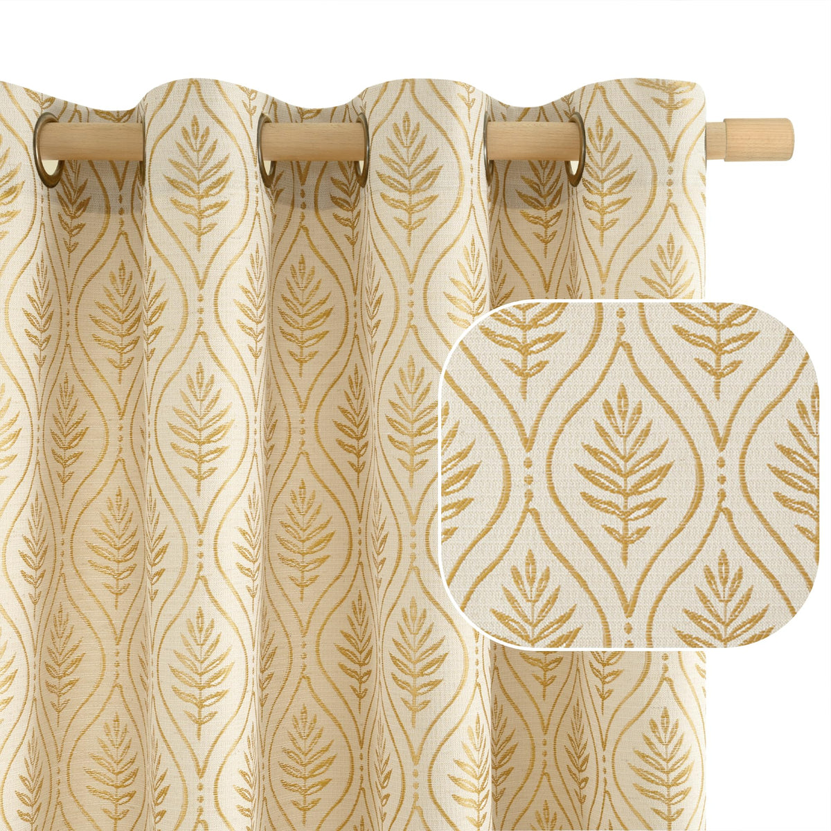 BGment Floral Leaf Curtains for Living Room 84 inch Curtains 2 Panel Set