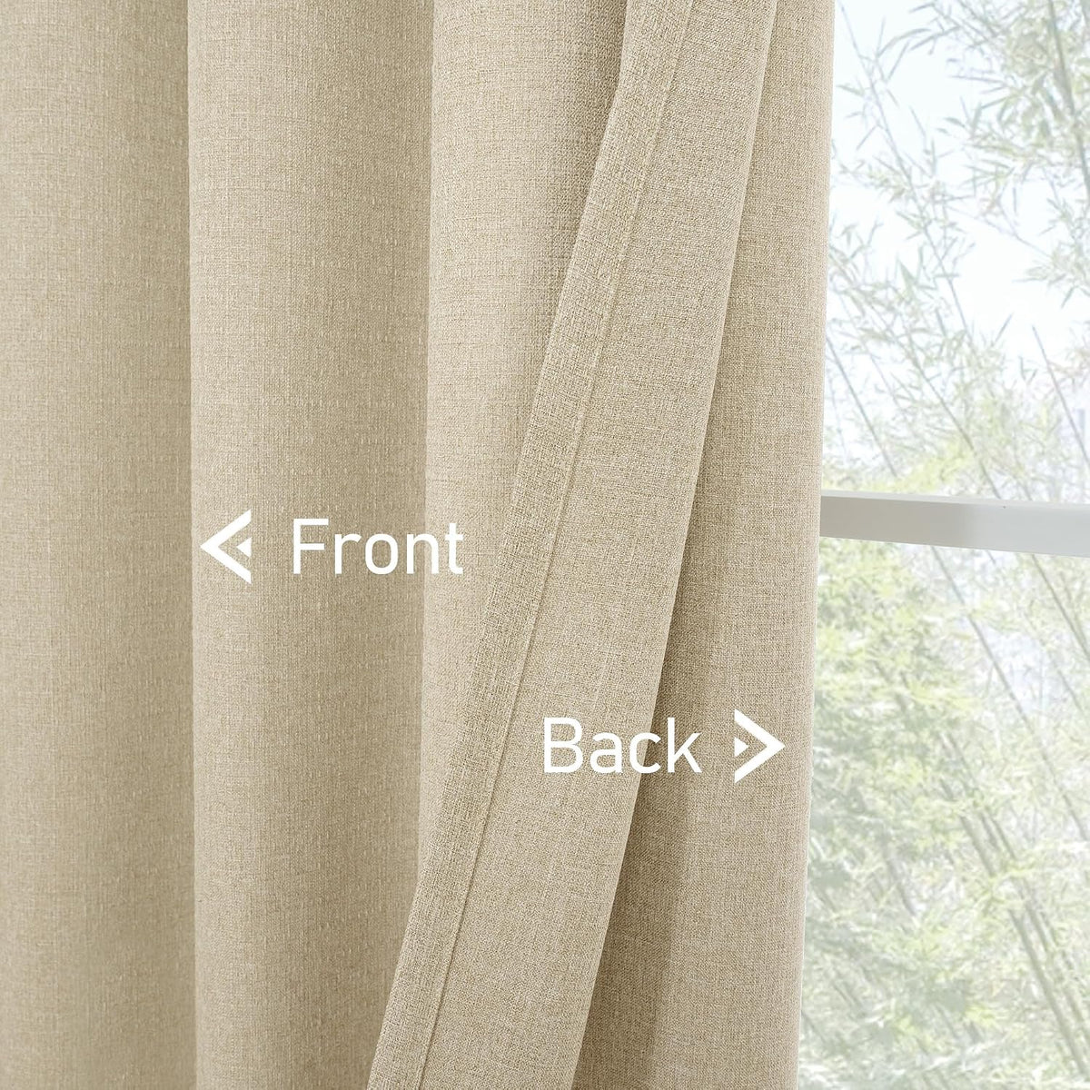 LAMIT 90 Inch Long Oatmeal Linen Curtains for Living Room 2 Panels