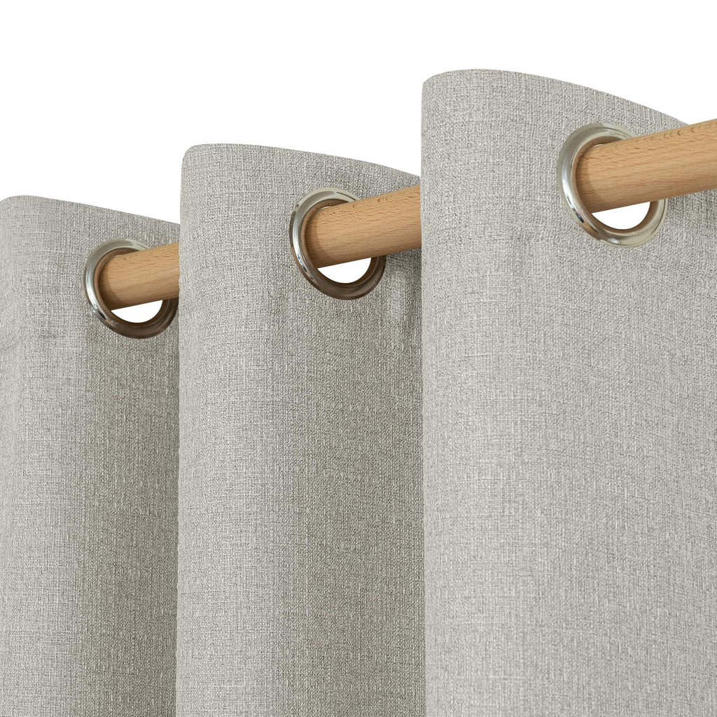 LAMIT 90 Inch Long Oatmeal Linen Curtains for Living Room 2 Panels