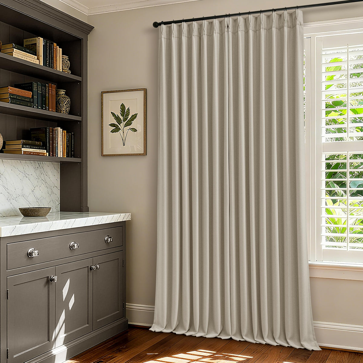 102 Inch Pinch Pleated Blackout Curtains for Bedroom 2 Panels Natural