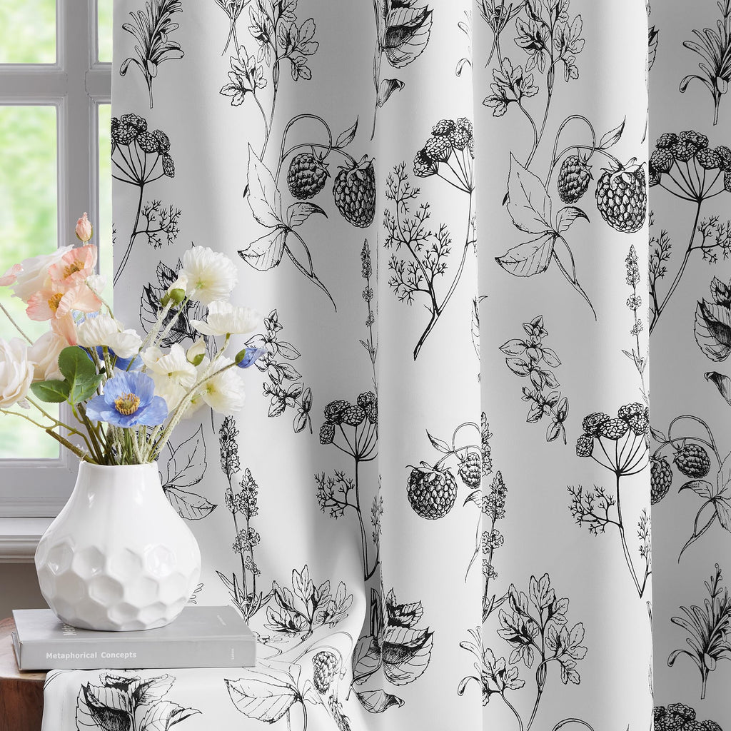 FMFUNCTEX Blue Blackout Floral Curtains, Bedroom, 100X84 Inches, 1 Panel