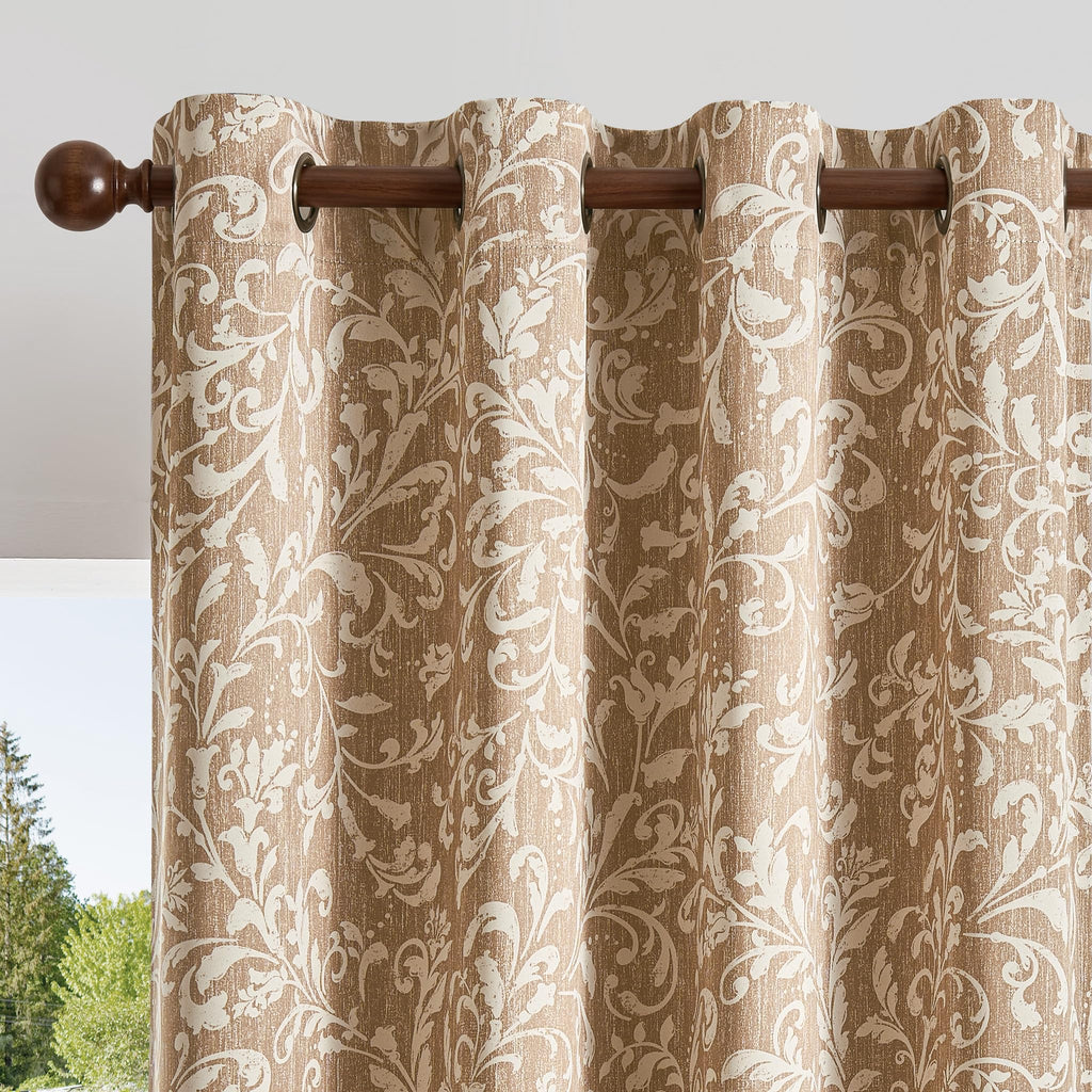 jinchan Black Boho Floral Blackout Curtains W100xL96 Grommet 1 Panel