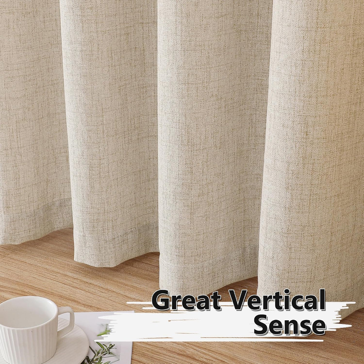 Tollpiz Linen Tier Curtains Rod Pocket Semi Sheer Short Kitchen Curtain Half Burlap Light Filtering Thick Linen Drape for Bathroom, 30 x 30 inches Long, Natural, Set of 2 Panels