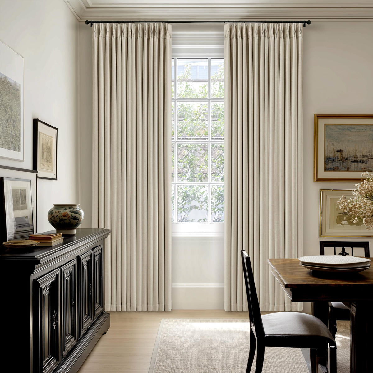 102 Inch Pinch Pleated Blackout Curtains for Bedroom 2 Panels Natural