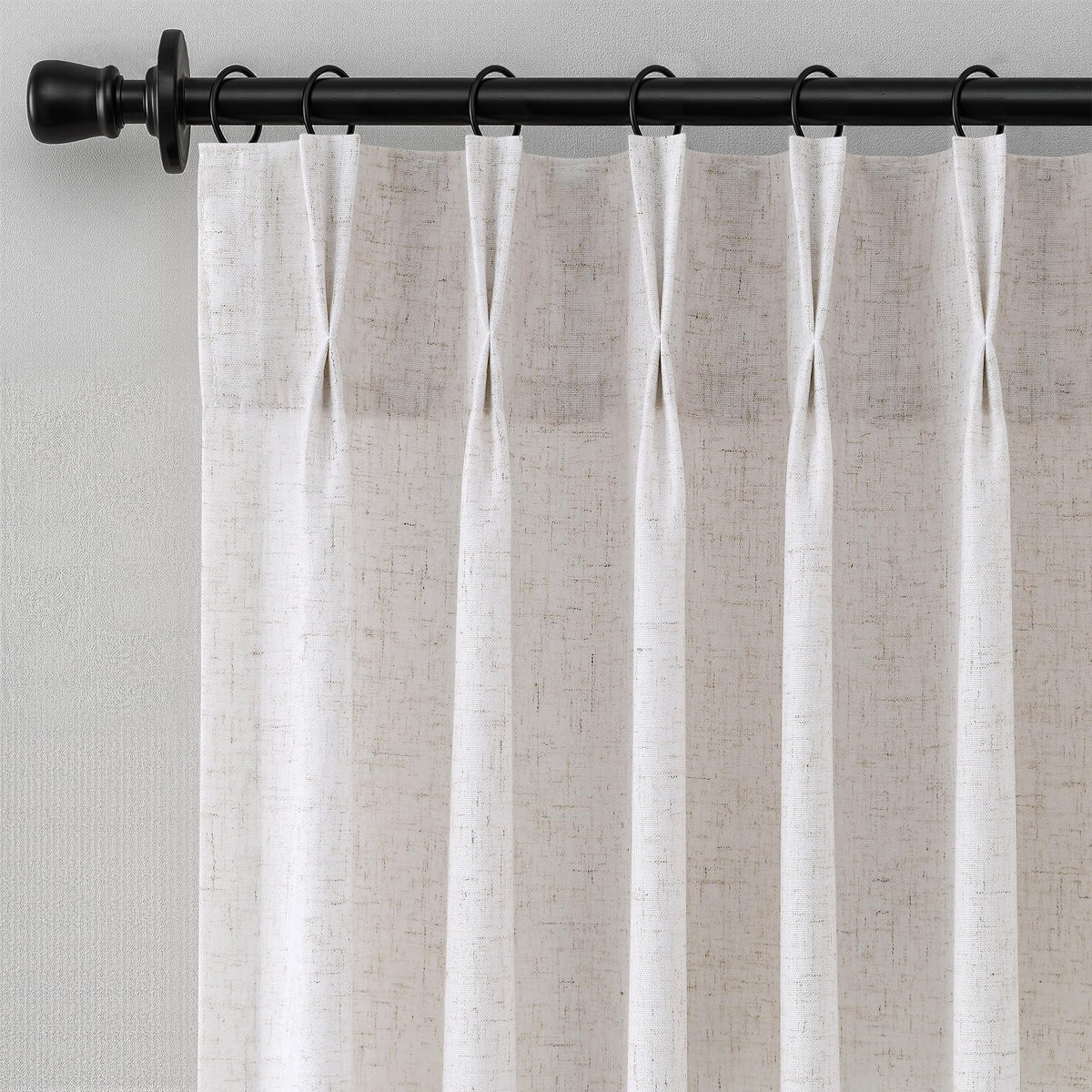 Aersas Linen Pinch Pleated Curtains 84 Inch Length 2 Panels Set for Living Room Cream Semi Sheer Window Curtain for Bedroom Boho Farmhouse Neutral Back Tab Drape Decor with Hooks, Natural Beige Ivory