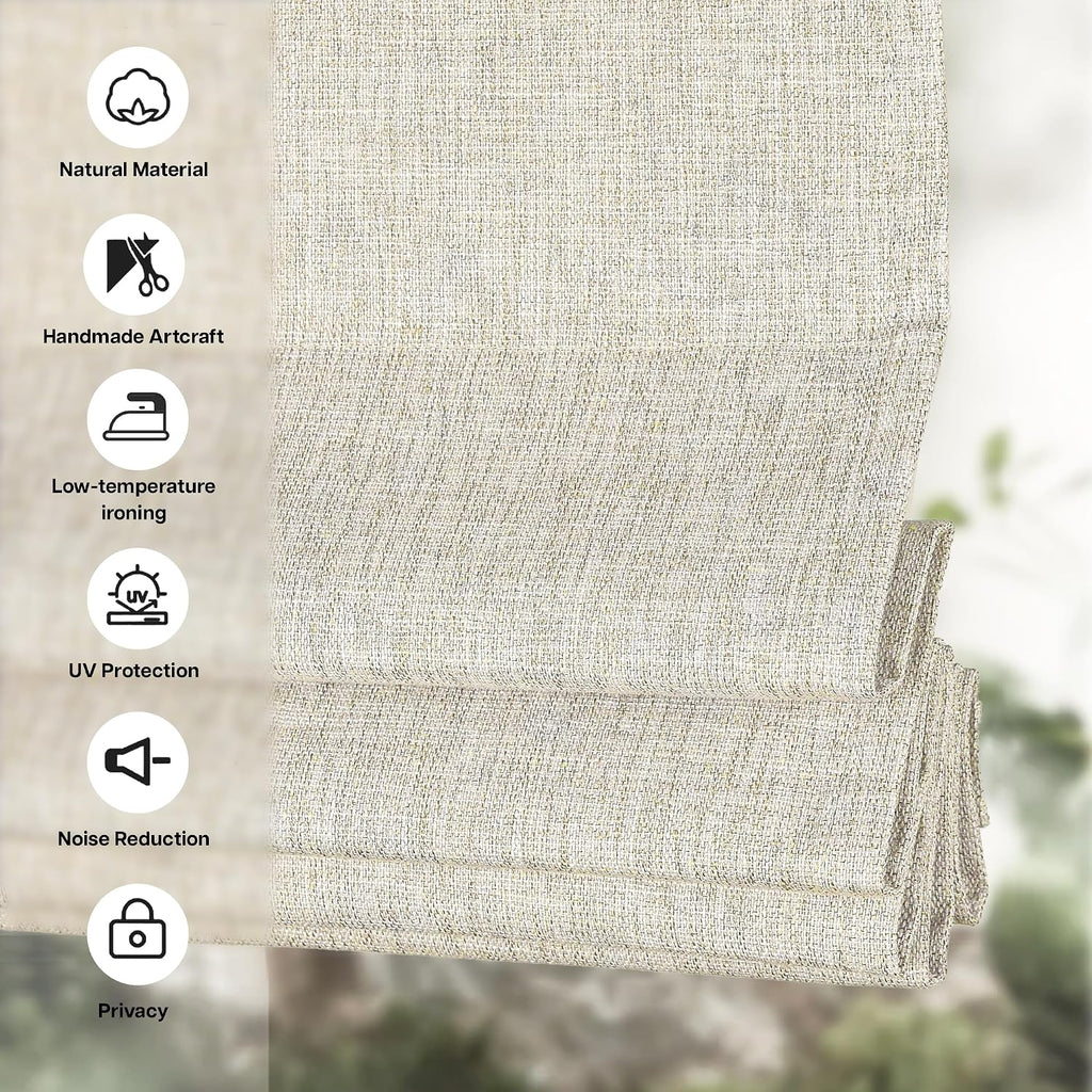 LazBlinds No Drill Cordless Roman Shades, 31'' W x 64'' H, Beige